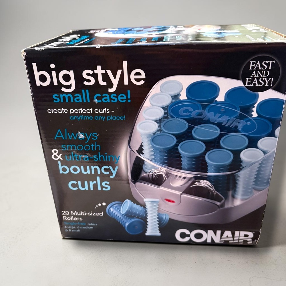 Conair Big Style Small Case 20 Multi-Size Hot Rollers Hair Setter HS34XAM Blue